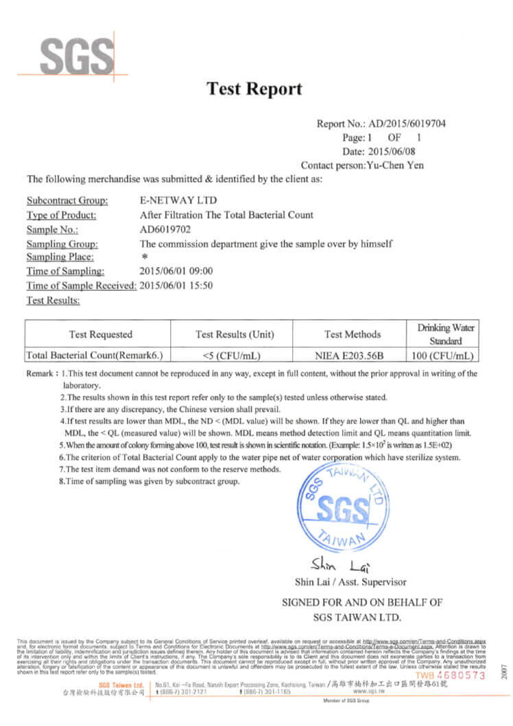 Portable water filter passed SGS inspection