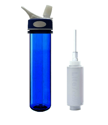 450 liter pocket water filter blue bottle