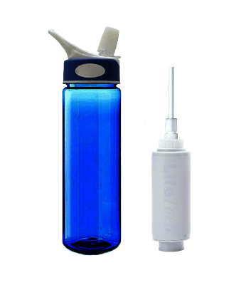 650 liter pocket water filter blue bottle
